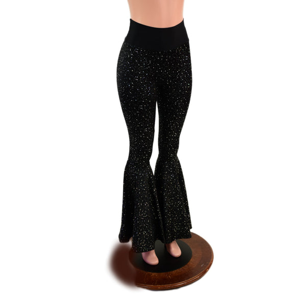 Star Noir High Waist Bell Bottom Flares with Smooth Black Spandex Waistband