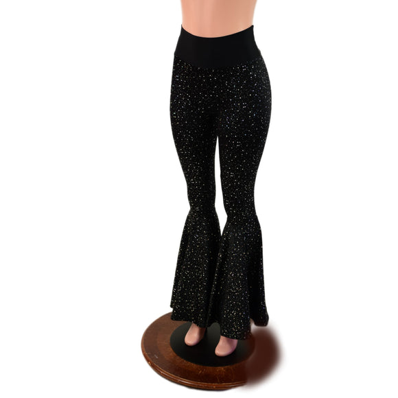 Star Noir High Waist Bell Bottom Flares with Smooth Black Spandex Waistband