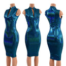 Ocean Sparkle Wiggle Dress with Front AND Back Zipper - Coquetry Clothing