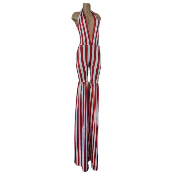 Red and White Striped Stilting Costume