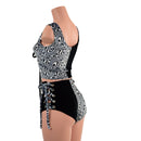 Distortion Velvet and Black Velvet Lace Up Harlequin Set - Coquetry Clothing