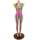 Rainbow Stripe Flip Sleeve Catsuit with Ruffle Rump-6
