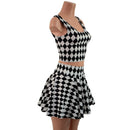 Black and White Diamond Print 15" Circle Cut Mini Skirt and Crop Tank Set-4