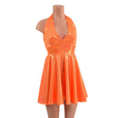 Neon Orange Sparkly Jewel Halter Skater Dress - Coquetry Clothing