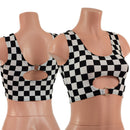Black and White Checkered High Or Low Reversible Cutout Oring Mini Crop-1