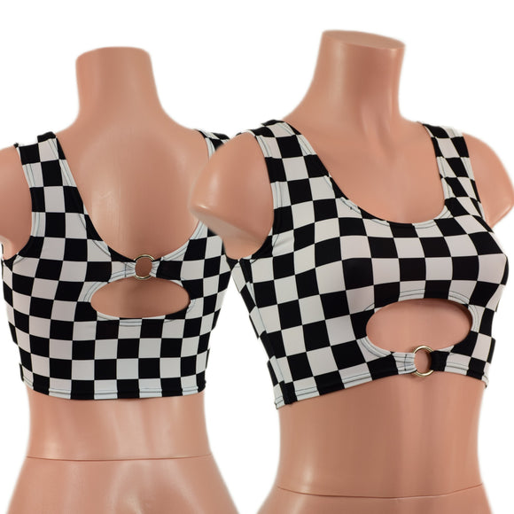 Black and White Checkered High Or Low Reversible Cutout Oring Mini Crop