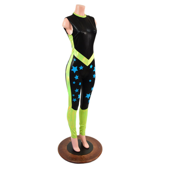 Lotsa Stars Zipper Front Color Blocked Catsuit
