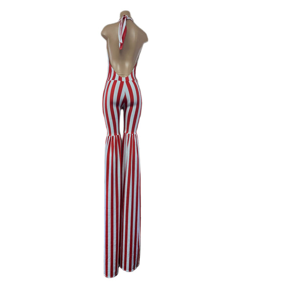 Red and White Striped Stilting Costume