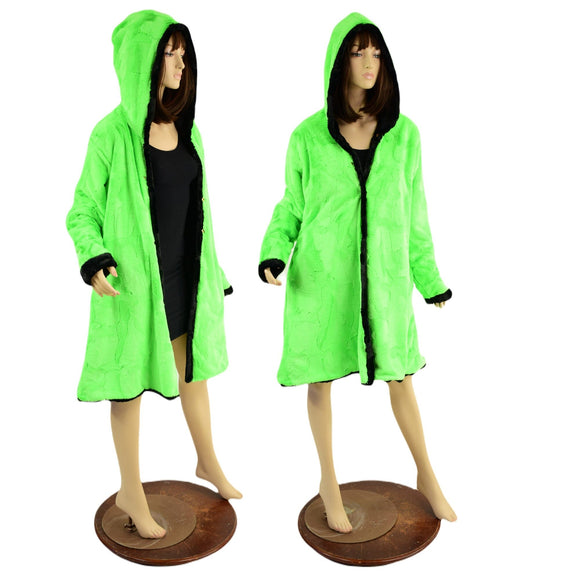 Double Minky Reversible A Line Coat - Coquetry Clothing