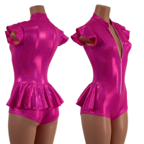 Zipper Front Ruffle Rump Romper - Coquetry Clothing