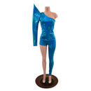 Lightning Bolt Asymmetrical Sharp Shoulder 2PC Set (Mock Catsuit-2