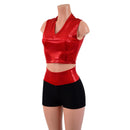 Red Sparkly Jewel and Black Zen 2pc Shorts and Crop Set-7