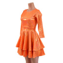 Double Ruffle Skater Dress with 3/4 Sleeves and Crew Neck-1