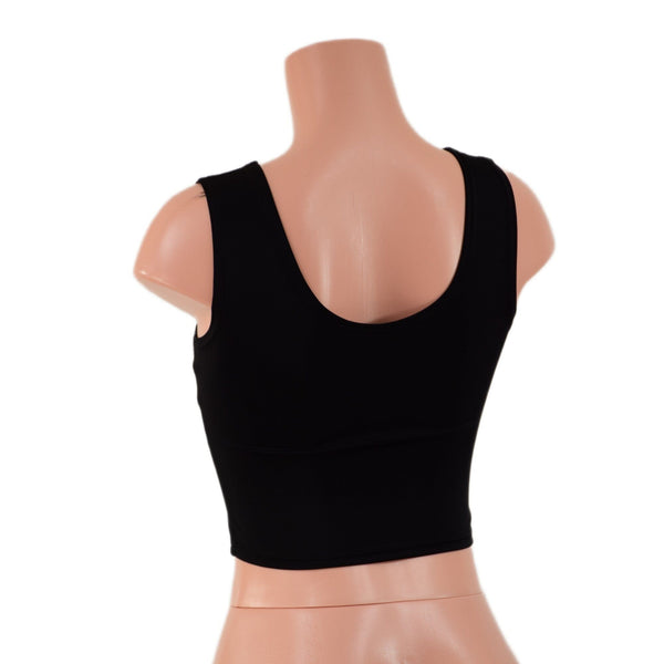 Smooth Black Spandex Crop Tank - 2