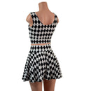 Black and White Diamond Print 15" Circle Cut Mini Skirt and Crop Tank Set-2
