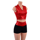 Red Sparkly Jewel and Black Zen 2pc Shorts and Crop Set-6