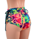 Acid Splash High Waist Siren Shorts with Ocean Sparkle Hip Laceups-5