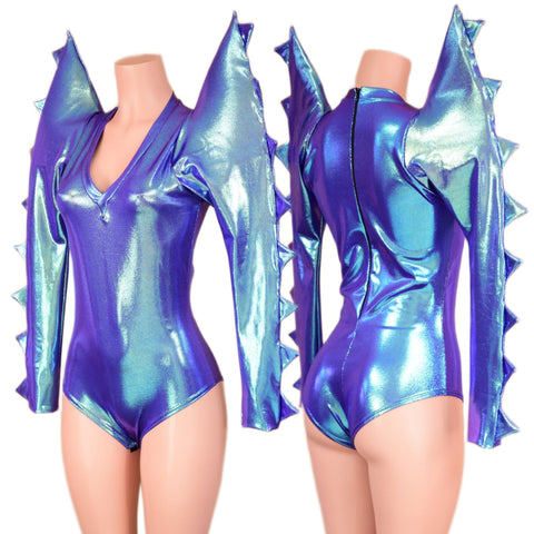 Moonstone Mega Sharp Shoulder Romper with Spiked Sleeves - Coquetry Clothing