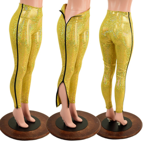 Gold Kaleidoscope Zip Away High Waist Leggings - Coquetry Clothing