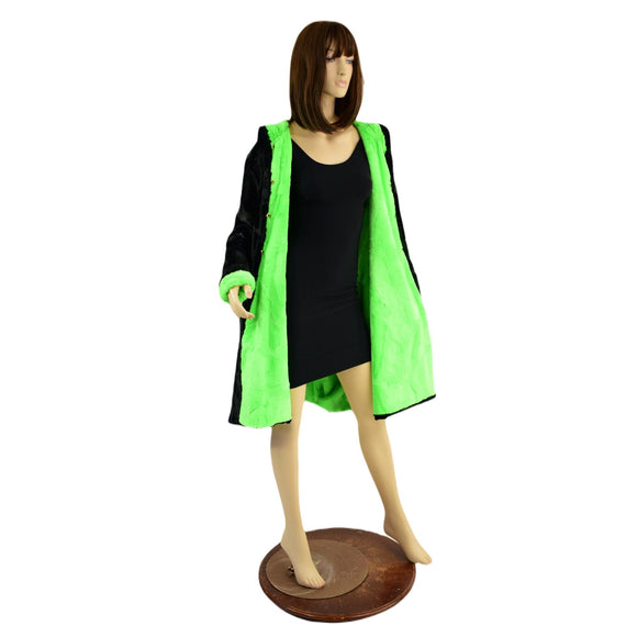 Double Minky Reversible A Line Coat - Coquetry Clothing