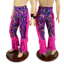 Rainbow Leopard Mens Bootcut Macho Pants with Gladiator Fringe-1