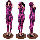 Neon Pink Lightning Zipper Front Catsuit-1
