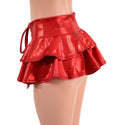 Ultra Mini Open Front Lace Up Skirt with Tiered Double Ruffle in 10" Length - 4