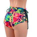 Acid Splash High Waist Siren Shorts with Ocean Sparkle Hip Laceups-4