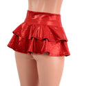 Ultra Mini Open Front Lace Up Skirt with Tiered Double Ruffle in 10" Length - 3