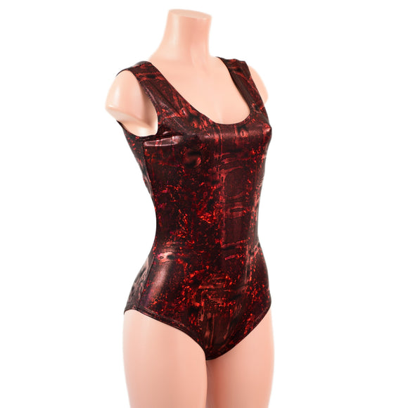 Primeval Red Tank Style Romper with Siren Cut Leg