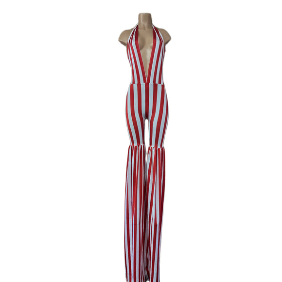 Red and White Striped Stilting Costume