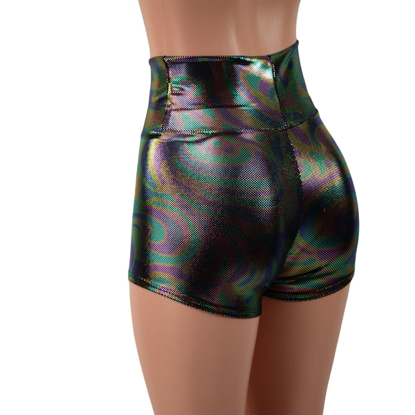 Oil Slick High Waist Shorts - 4