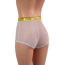High Waist Pinup Shorts with Boy Cut Leg in Sheer White Mesh-4