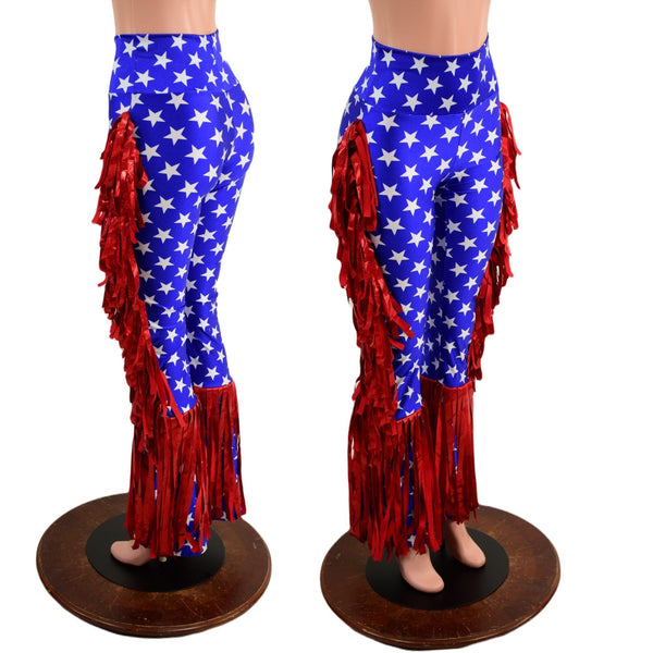 Patriotic Rodeo Shirt and Fringed Bootcut Macho Pants SET - 7