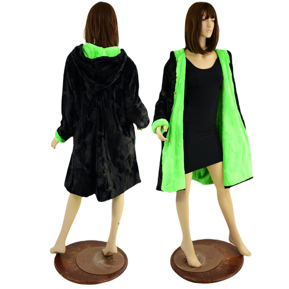 Double Minky Reversible A Line Coat - Coquetry Clothing