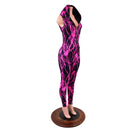 Neon Pink Lightning Zipper Front Catsuit-5