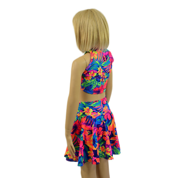 Kids 2PC Tahitian Floral Skirt and Crop Top Set