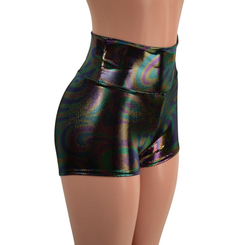 Oil Slick High Waist Shorts - Coquetry Clothing