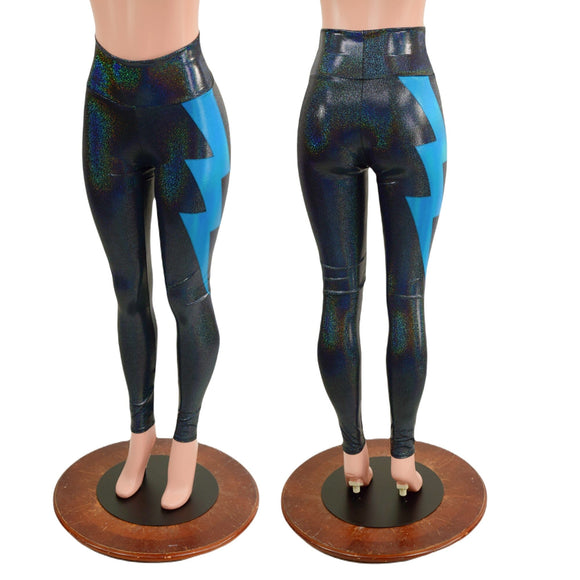 High Waist Leggings with Lightning Bolts - Coquetry Clothing