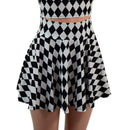 Black and White Diamond Print Circle Cut Mini Skirt-2