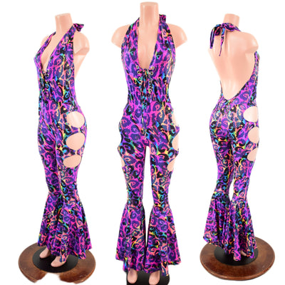Lace Up Josie Style Catsuit with Oring Cutouts