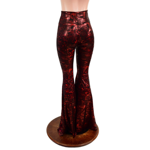 Primeval Red High Waist Solar Flares