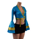 Wrap & Tie Top with Double Ruffle Trumpet Sleeves TOP ONLY-3