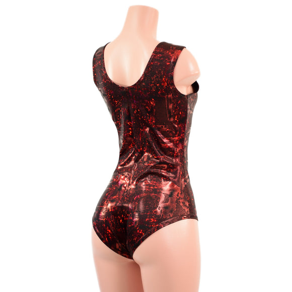 Primeval Red Tank Style Romper with Siren Cut Leg