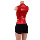 Red Sparkly Jewel and Black Zen 2pc Shorts and Crop Set-4
