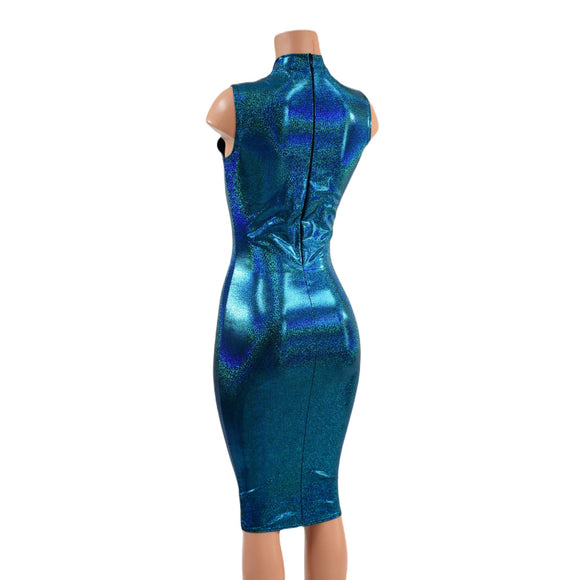 Ocean Sparkle Wiggle Dress with Front AND Back Zipper - Coquetry Clothing