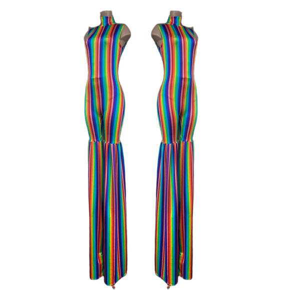 Rainbow Stripe Stilting Costume