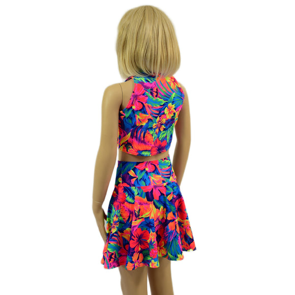 Kids 2PC Tahitian Floral Skirt and Crop Top Set