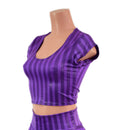 Nevermore Stripes Cap Sleeve Crop Top with Scoop Neckline-5