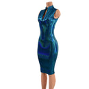 Ocean Sparkle Wiggle Dress with Front AND Back Zipper - Coquetry Clothing